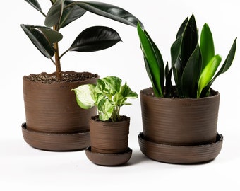 NEW! 12.0 cm | Plant pot with saucer S | Handmade Pottery | collection SOIL