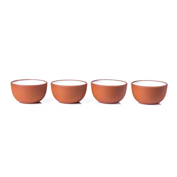 4-delige Terracotta Dipkommenset | Handgemaakt aardewerk | collectie AARDE