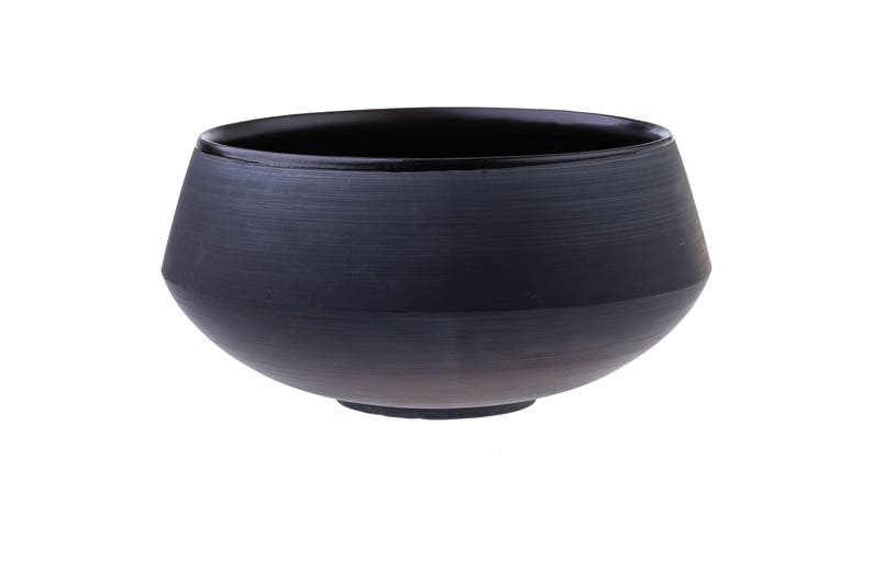 Large Fruit/Salad Bowl Matte Black Dinnerware Handmade Pottery collection ECLIPSE image 3