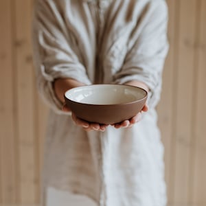 16,5cm | 16,5 cm große Terrakotta Müsli/Frühstück/Suppe Schüssel | Handgetöpferte Keramik | Kollektion Earth RAW