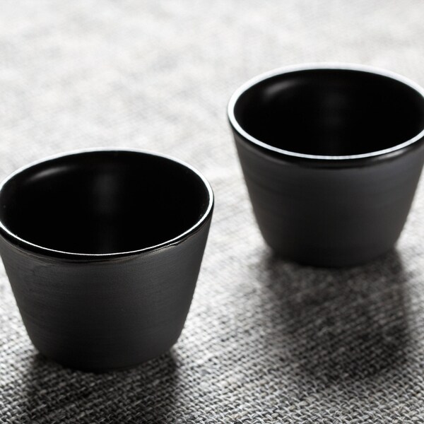 Ensemble de 2 tasses à café expresso | Céramique noire mate | Poterie faite main | collection ECLIPSE