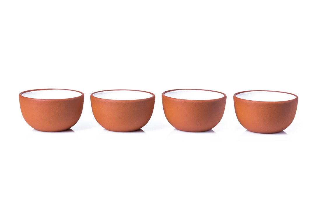 4 Piece Terracotta Dip Bowl Set Handmade Pottery Etsy