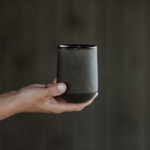 Tumbler Mug | 320 ml, 10.8 fl oz | Matte Black Dinnerware | Handmade Pottery | collection ECLIPSE