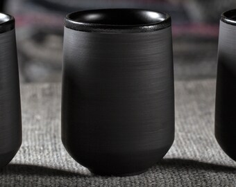 Tumbler Mug | 320 ml, 10.8 fl oz | Matte Black Dinnerware | Handmade Pottery | collection ECLIPSE