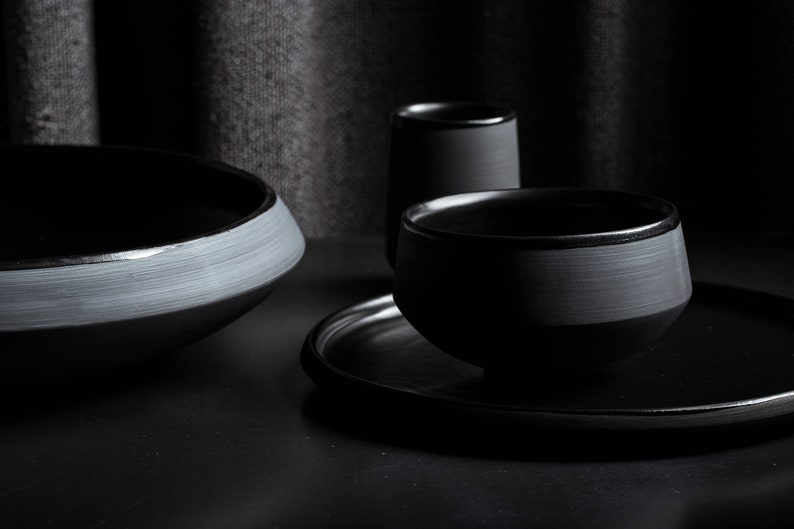 Breakfast Cereal Bowl Matte Black Dinnerware Handmade Pottery collection ECLIPSE zdjęcie 6