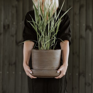 Handmade Ceramic Plant Pot with Saucer, Large, Unglazed Pottery, SOIL Collection, Indoor Planter