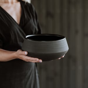 Large Fruit/Salad Bowl | Matte Black Dinnerware | Handmade Pottery | collection ECLIPSE