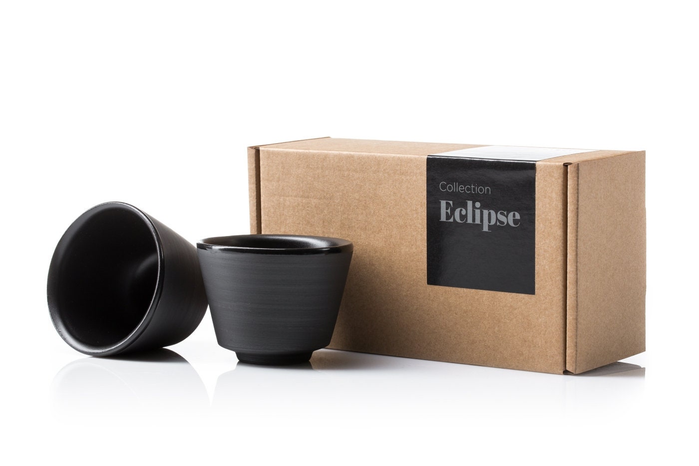 Crisp Matte Black Espresso Cup Set of 4