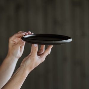 20.5 cm | 8" Salad or Dessert Plate | Matte Black Dinnerware | Handmade Pottery | collection ECLIPSE