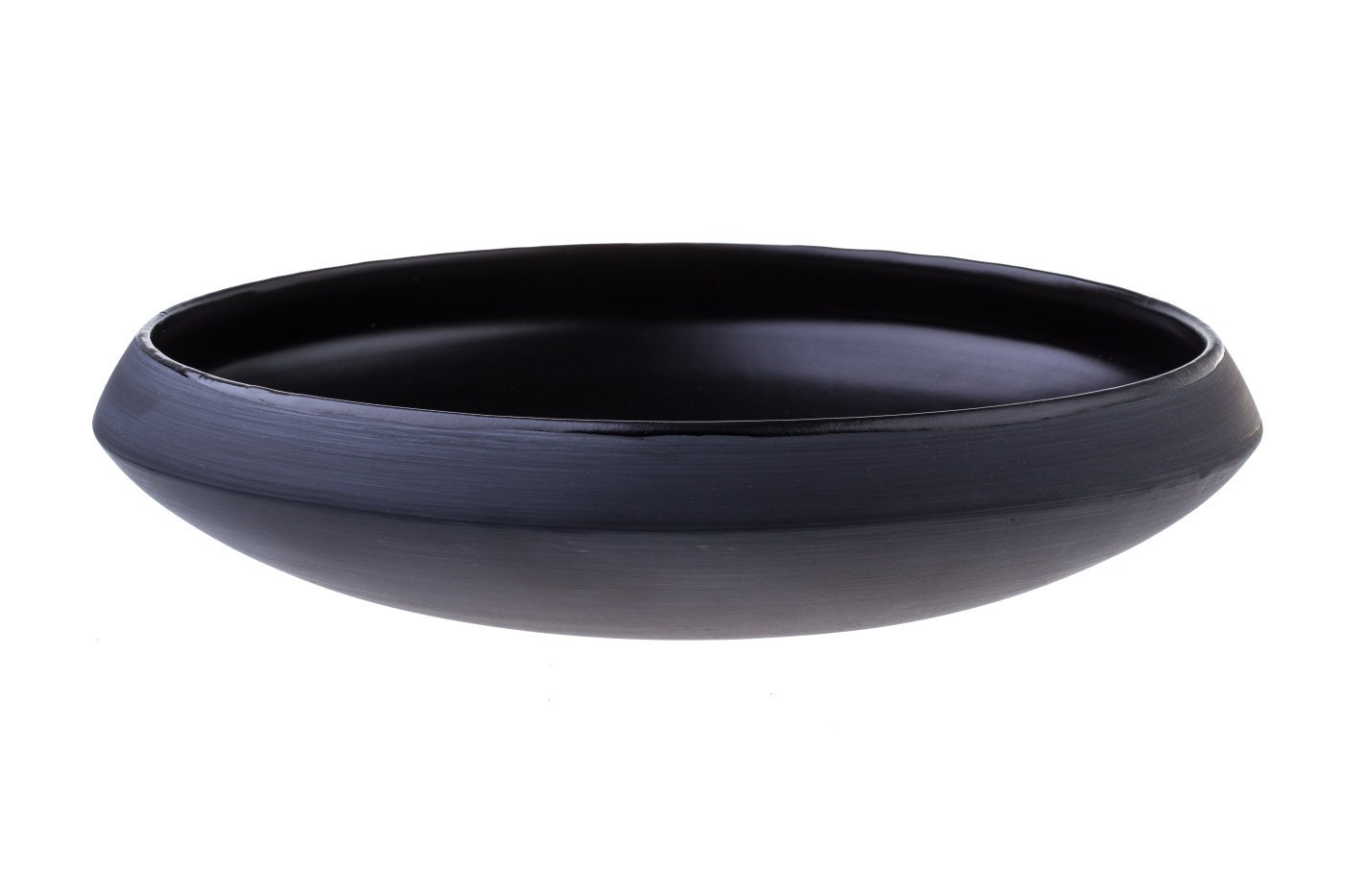 Handmade Large Centerpiece bowl matte black clay ceramic Etsy