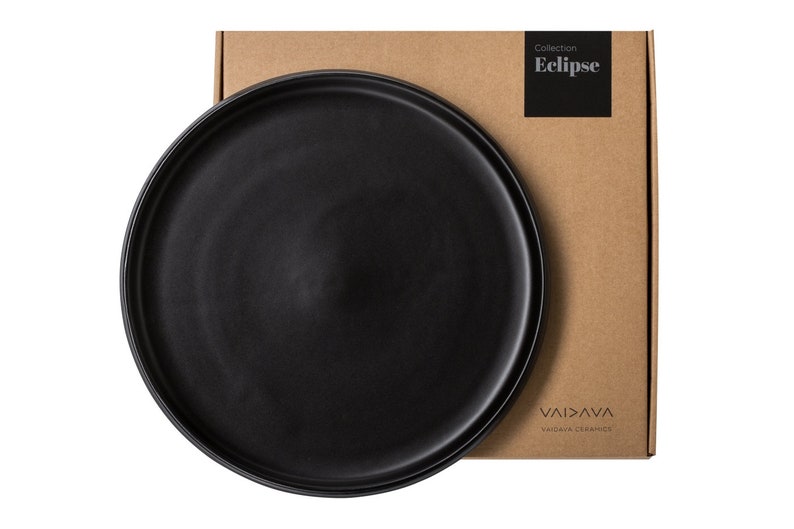 29 cm 11.4 Large Dinner Plate Matte Black Dinnerware Handmade Pottery collection ECLIPSE image 3