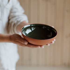 16.5 cm | 6.5&quot; Medium Moss green Terracotta Cereal/Soup/Breakfast Bowl | Handmade Pottery | collection EARTH