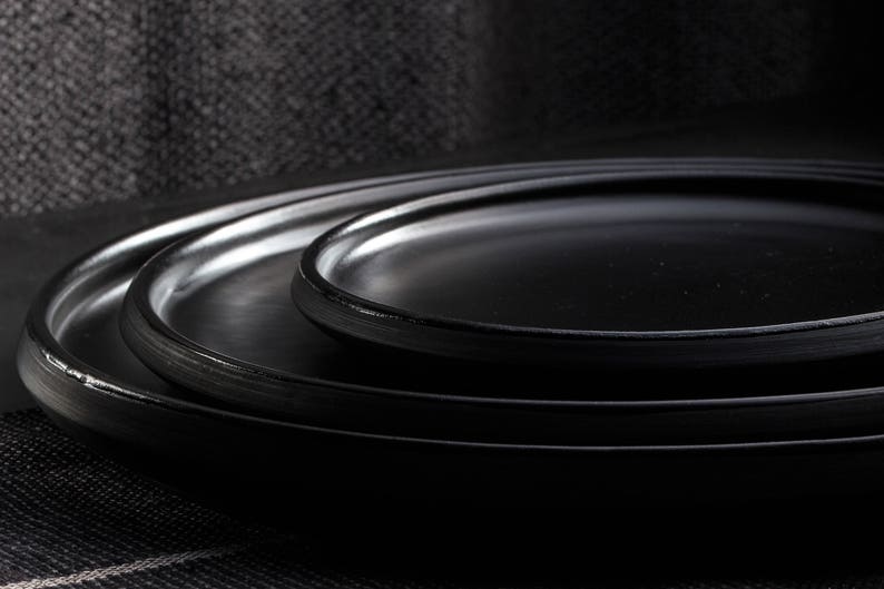 29 cm 11.4 Large Dinner Plate Matte Black Dinnerware Handmade Pottery collection ECLIPSE image 6