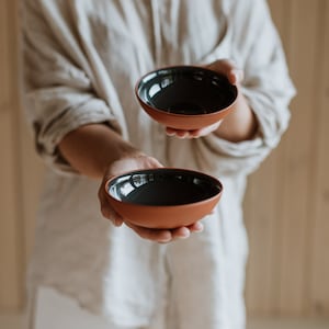 12.5 cm | 4.9&quot; Gray Terracotta Snack or Rice bowl | Handmade Pottery | collection EARTH