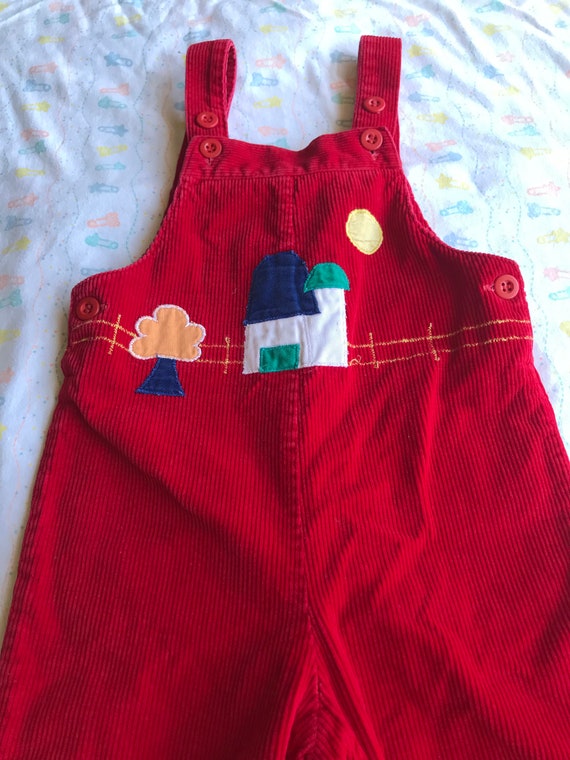 Vintage 70’s/80’s Popsicle Red Corduroy Overalls, 