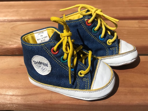 Vintage Stride Rite Baby Sneakers: Rainbow Laces, 2-Months