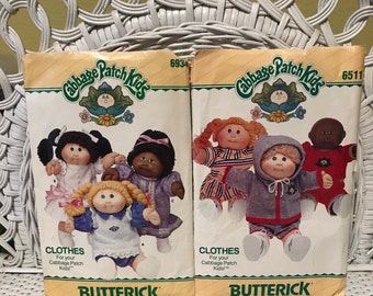 Vintage Craft Sewing PATTERN Butterick 6511 AND 6934 Cabbage Patch Kids Doll Clothes 1984 One Size 16in