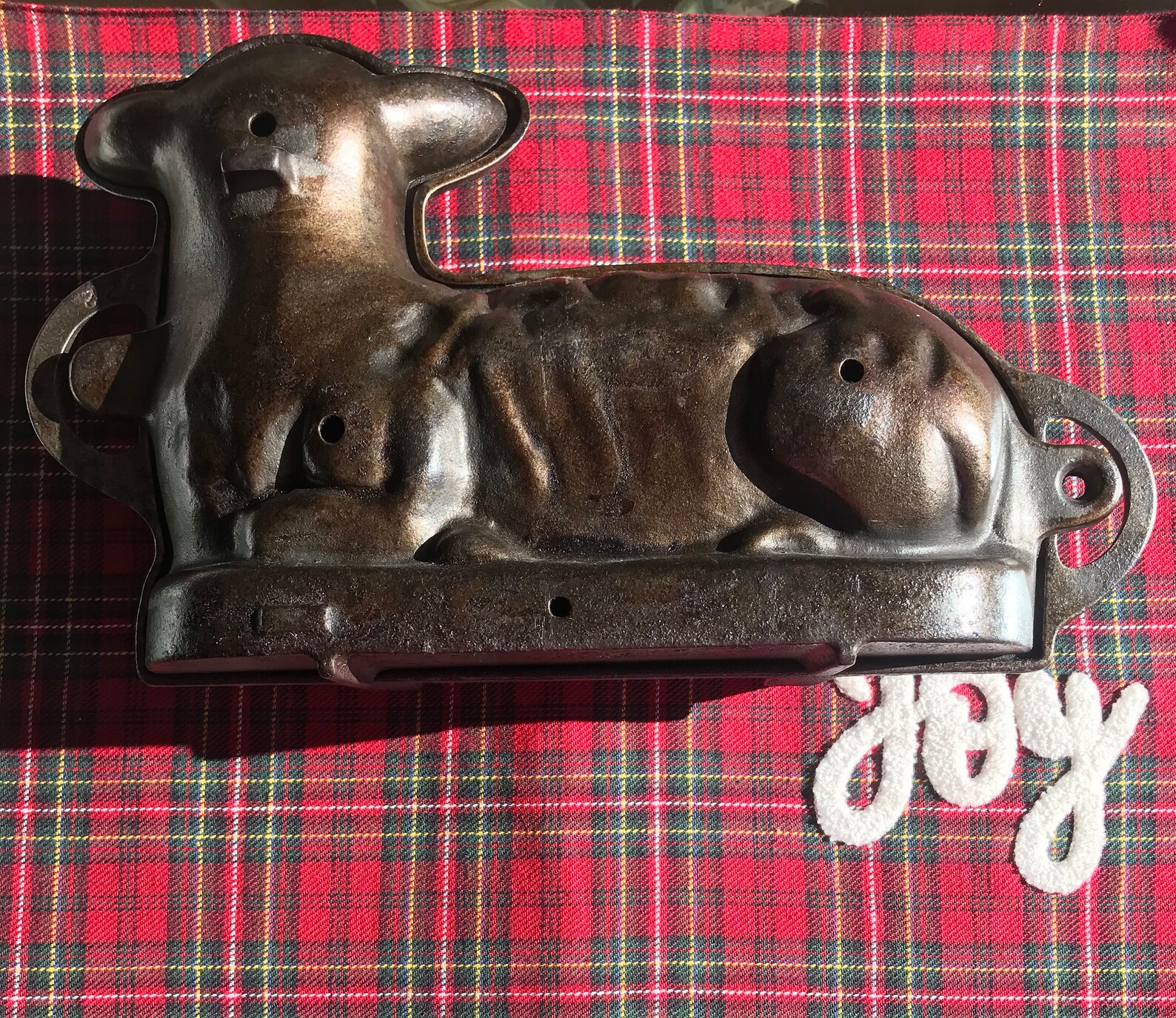 Antique Griswold Lamb Cast Iron Cake Mold Baking Scone Pan Chef