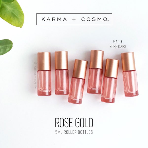 SIX Rose Gold 5ml Essential Oil Roller Bottles | Set of 6