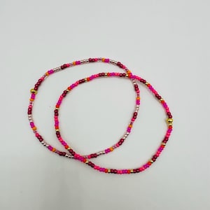 Pink seed bead bracelet set