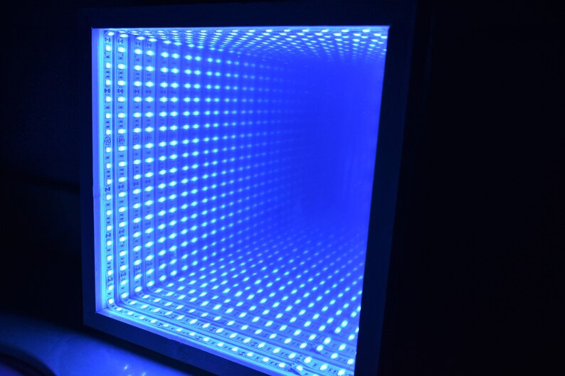 Ice Blue Led Infinity Mirror Custom Frame Color Choice