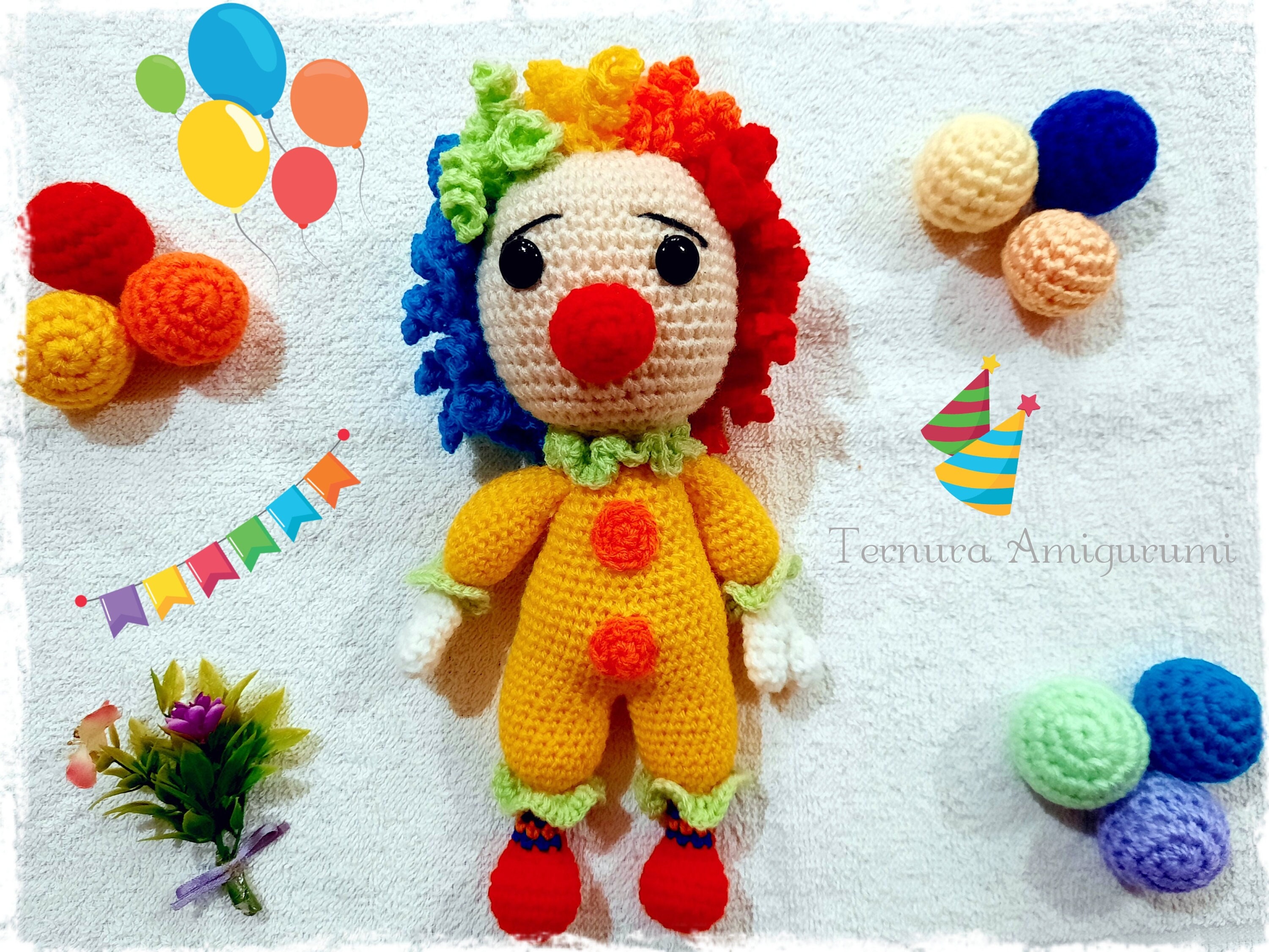Crochet Clown PATTERN Clown Toy Crochet Pattern Crochet Pattern