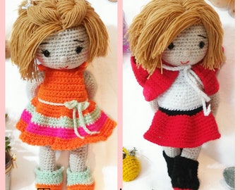 Crochet PATTERN Dual Doll Pattern amigurumi doll - Pair of Amigurumi Dolls Tutorial - doll crochet kit