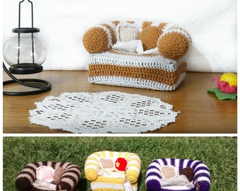 patron crocher sillon para pañuelos, porta pañuelos, decoracion hogar crochet