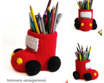 Gehaakt PATROON potloodhouder auto, patroon amigurumi auto PDF Ternura Amigurumi