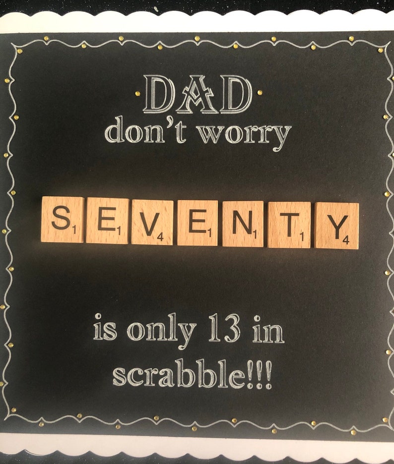 Dad 70th Scrabble birthday card Etsy