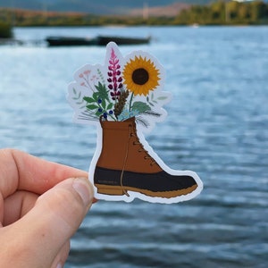 Maine Bean Boot Bouquet Sticker | L.L. Bean Boot Sticker | Maine Sticker | Maine Lupine | Maine Car Decal