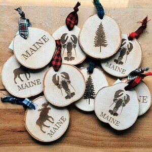 Maine Birch Wood Round Ornaments