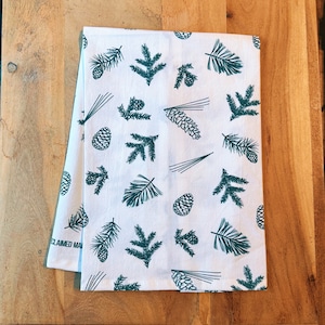 Pine Cones + Needles Tea Towel | Kitchen Towel | Trees Tea Towel | Woodland Gifts