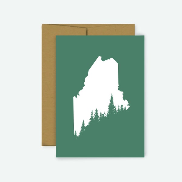 Maine Pine Tree Coast Card | Greeting Card | Maine | Blank Card | Maine Card