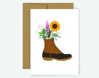 Maine Boot Bouquet Greeting Card | Blank Greeting Card | Maine | Maine Gifts | Maine Card