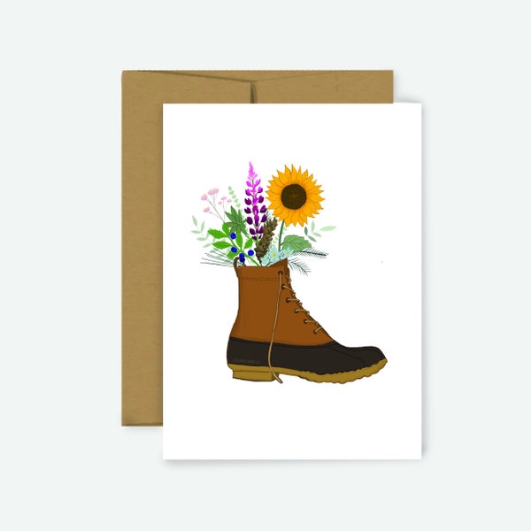 Maine Boot Bouquet Greeting Card | Blank Greeting Card | Maine | Maine Gifts | Maine Card