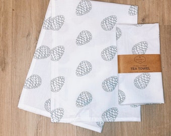 Pine Cones Tea Towel | Kitchen Towel | Outdoorsy Tea Towel | Woodland Gifts