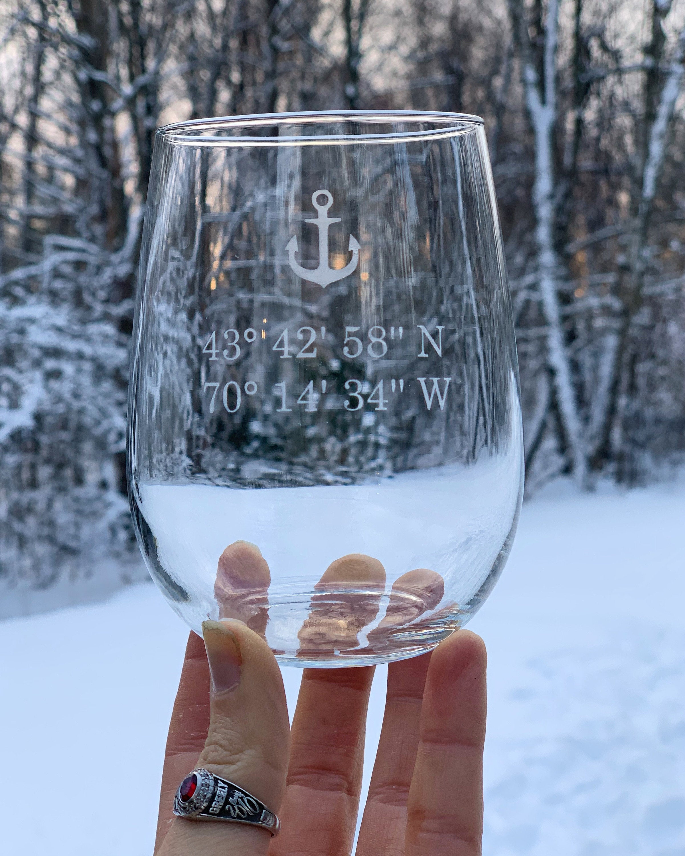 Custom Etched Stemless Wine Glasses Custom Logo Glass Etsy