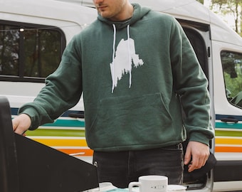Maine Pine Tree Coast Hooded Sweatshirt | Maine Apparel | Maine Gifts