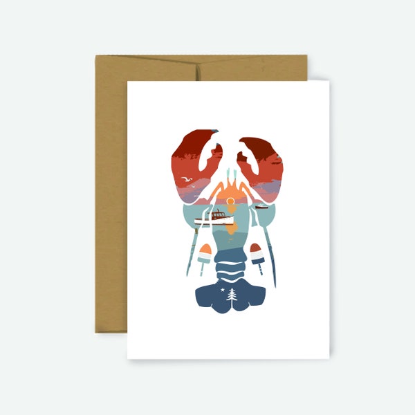 Maine Lobster Greeting Card | Blank Greeting Card | Maine | Maine Gifts | Maine Card