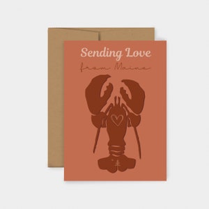 Sending Love From Maine Lobster Greeting Card Blank Greeting Card Maine Card image 1