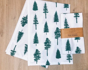 Conifers Tea Towel | Kitchen Towel | Trees Tea Towel | Woodland Gifts