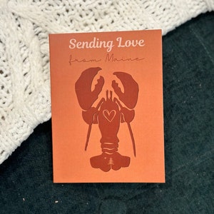 Sending Love From Maine Lobster Greeting Card Blank Greeting Card Maine Card image 2