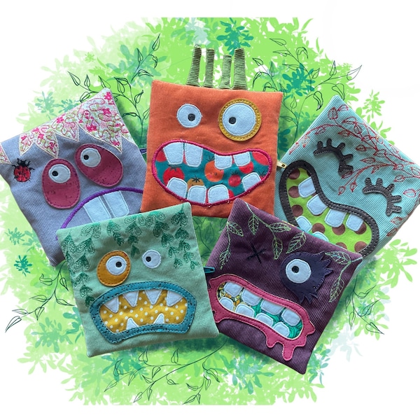 Velvet woodland monster coin purse