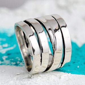 Wrap Ring, Chunky  Wide Band Statement Ring, Sterling Silver Ring for Women, Big Bold Full Finger Ring, Boho Rings