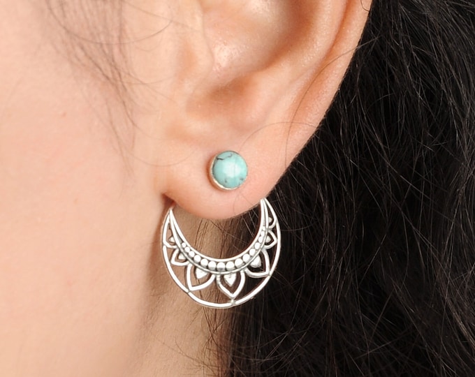 Stud Earrings – Orange Spiny & Turquoise (Stamped Marcella James) main image 0