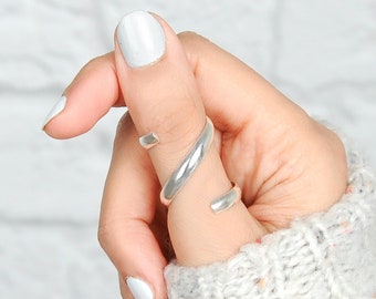 【STING925】 Indica Wrap Ring 925 Sterling Silver Wrap Ring, Adjustable Wrap Ring, Smooth
