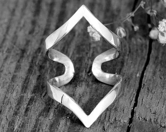 Chevron Ring, Arthritis Ring, Schiene Knöchelring, verstellbarer Daumenring, Sterling Silber Ring für Frauen, einfacher geometrischer Ring, Statement R