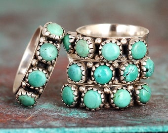 Bague bohème turquoise, bague en argent sterling pour femme, bague en pierre, bague de pouce, bague de pierres précieuses, bijoux occidentaux