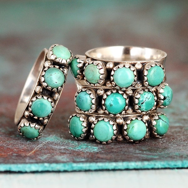 Boho Turquoise Ring, Sterling Silver Ring for Women, Stone Ring, Thumb Ring, Gemstone Ring, Western Jewelry